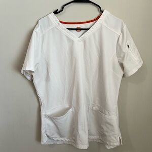 White scrub top. Used. Large. Dickies.